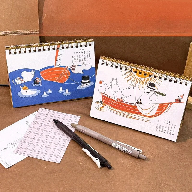 Фото Настольный календарь Kawaii Anime Moomins Series 2026 с мультяшными персонажами, креативный дизайн, для мужчин и женщин, для работы/учебы №2