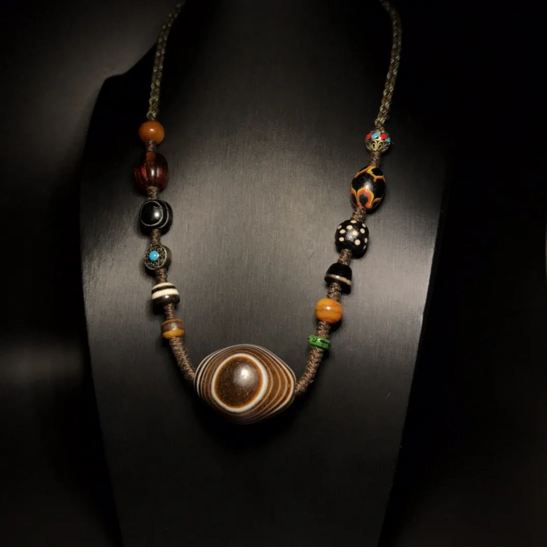 Тибетские бусины Tianyan dzi в шелковой упаковке агат Panger Board ожерелье на ключицу