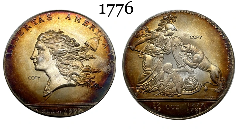 

Посеребренная копия монеты Libertas Americana 1777 год