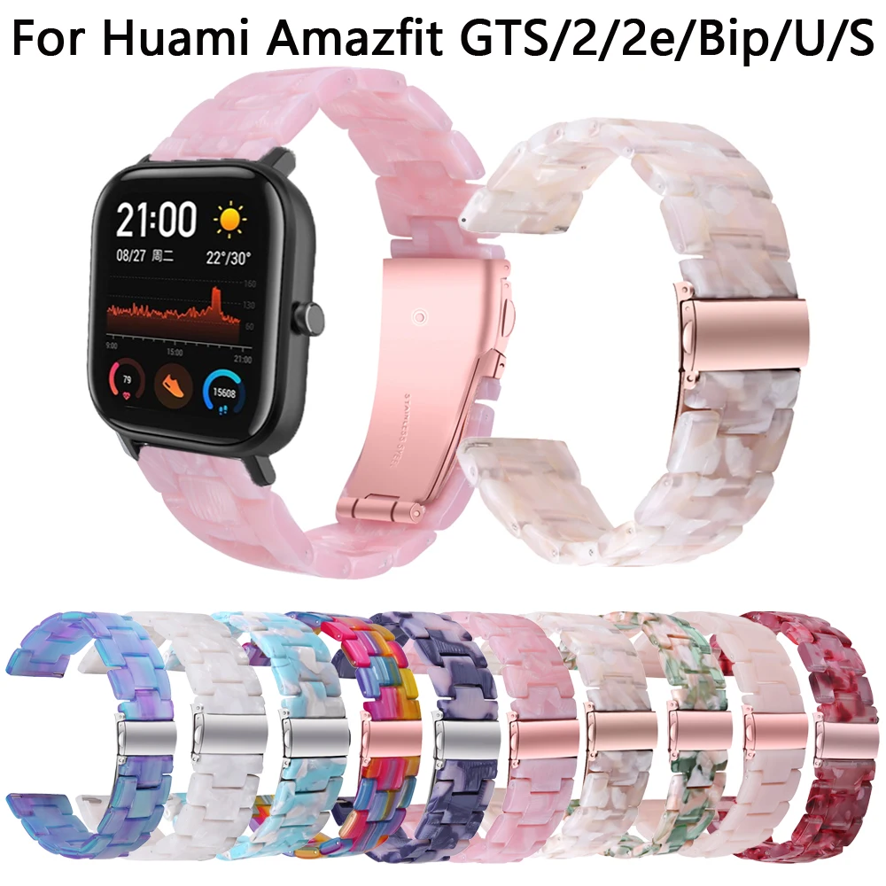Luxury Resin Band for Huami Amazfit GTR 3 Pro 2 2e 47/42mm Strap Stratos GTS 3 2 Bip Bracelet Wristbands Accessories 20 22mm