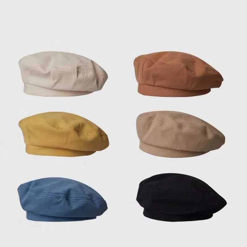 

Women Girl Beret Artist Warm Cotton Octagonal Flat Cap Autumn Winter Beanie Vintage Beret Solid Color Hat Woman