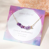 2022 summer new delicate chain natural purple stone necklace with star charm women short necklace 16%e2%80%98%e2%80%99