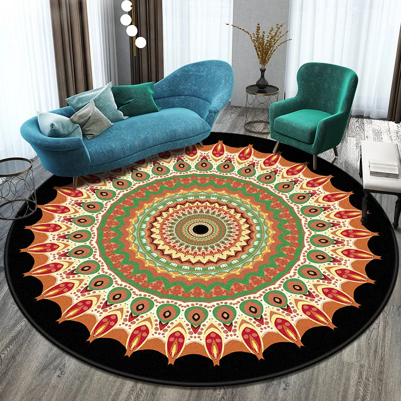 

Round Carpet Mandala carpet rug bedroom bedside Bathroom Computer Chair Antislip Mat Floor Mat Romantic Home Decor Gray