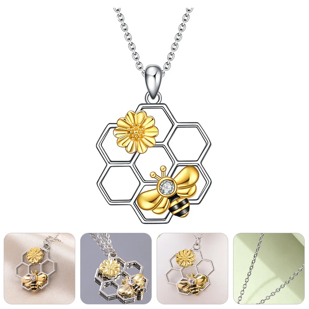 

Chain Choker Clavicle Necklace Women Creative Womens Jewelry Necklaces Gift Honeycomb Metal Bee Hive