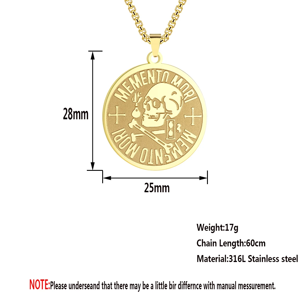 Memento Mori Necklace Engraved Skull Stoic Pendant Philosophy Amor Fati Send Men Jewelry Accessories |