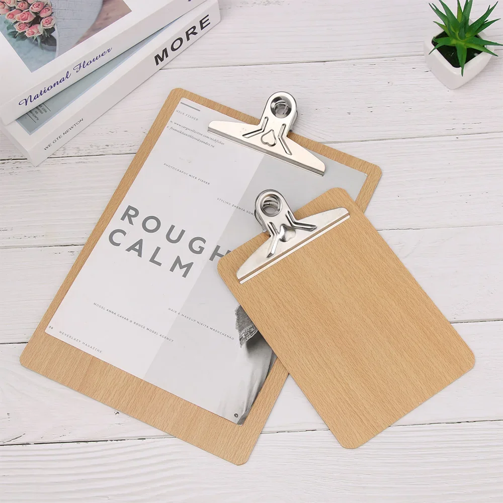 

Supplies Folder 1pc Stationery Clipboards Writing Pad Pads Storage Office Wooden Board Multi-function Note Sheet Filing Clip