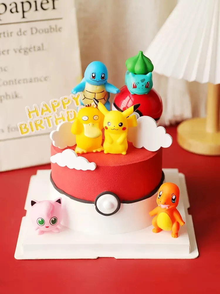 

6 шт./компл. Пикачу принадлежности для торта игрушечные украшения праздвечерние чное украшение торта Персонаж Аниме Кукла собирать игрушки ...