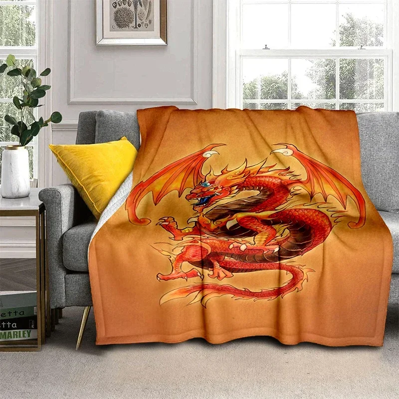 Мягкий плюшевый диван-кровать с принтом китайского дракона одеяла героями