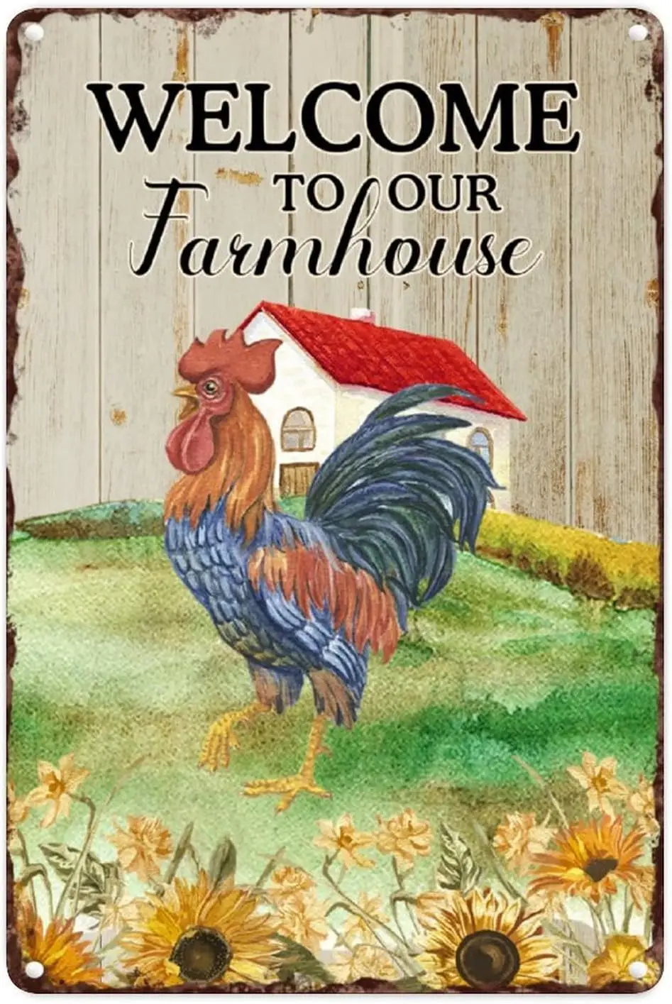 Петух Добро пожаловать Наш Frmhouse Wll Декор Metl Sgn Frm nmls Rustc Vntge Ретро Sgns Gft Frmer nml Cock 812n Tn