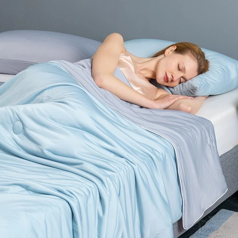 

Двухстороннее летнее одеяло из холодного волокна, прохладное и теплопоглощающее тепло одиночное двойное одеяло для лета, прохладное, но не ледяное одеяло
