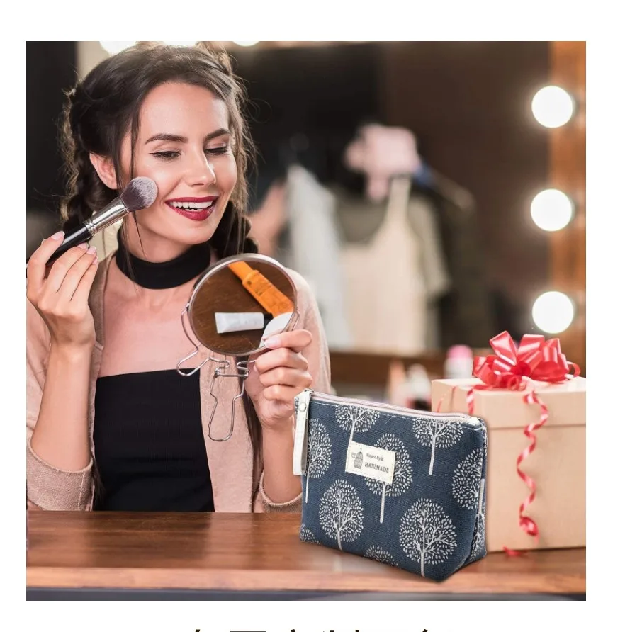 Холщовая женская косметичка портативная дорожная сумка для ухода за кожей