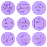 happy mothersfathers day letters acrylic embosser mold biscuit mould cake cookie cutter stamp fondant cake decoration tools 8