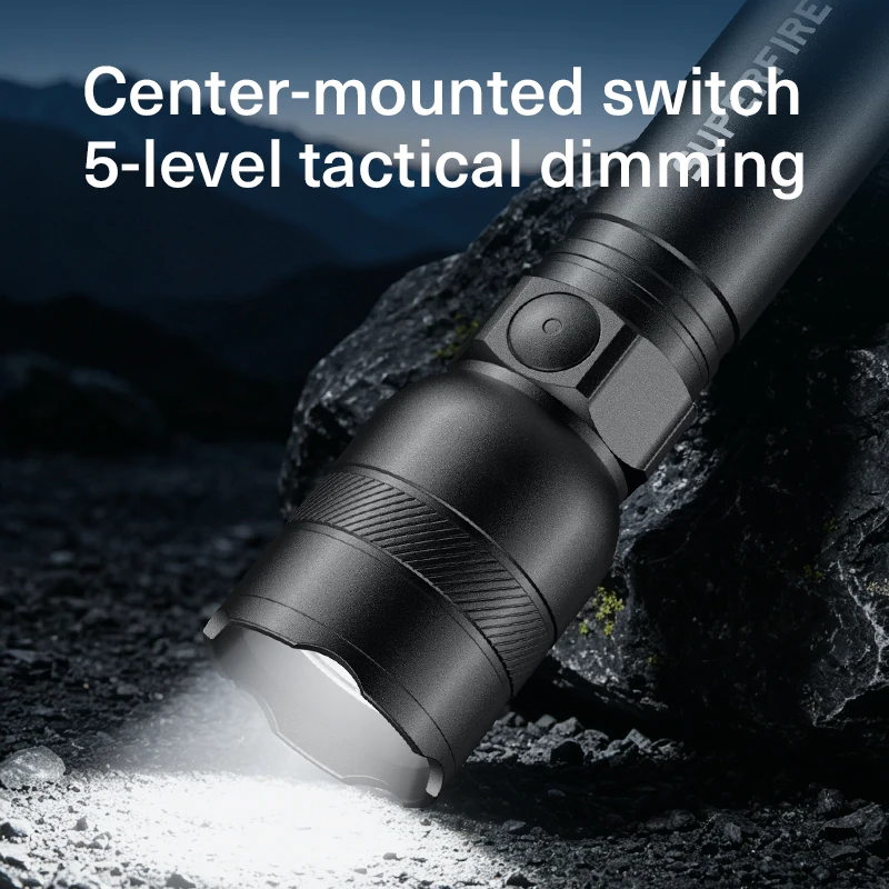 Фото Фонарик SUPERFIRE A21 7W LED из алюминиевого сплава, портативный, с батареей 18650 и разъемом Type-C, водонепроницаемый, для кемпинга, походов и чрезвычайных ситуаций. №3
