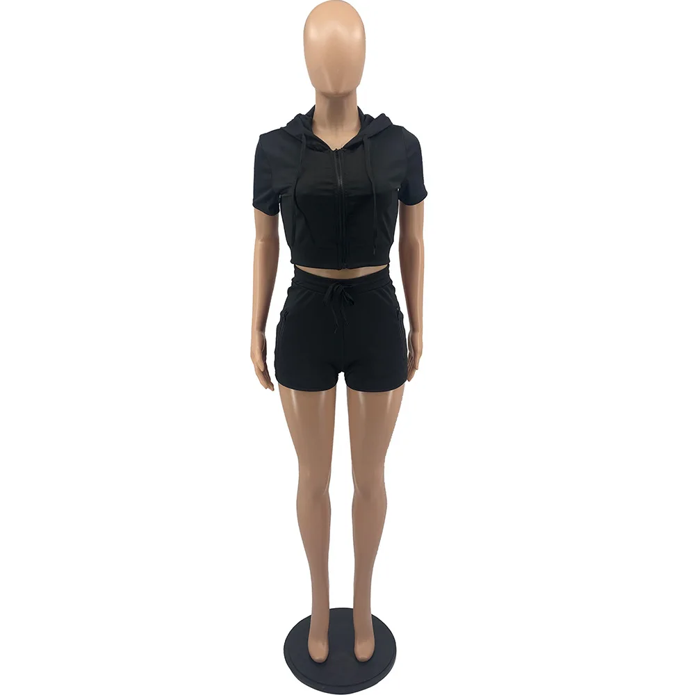 Женские короткие спортивные брюки комплект одежды с капюшоном для бега