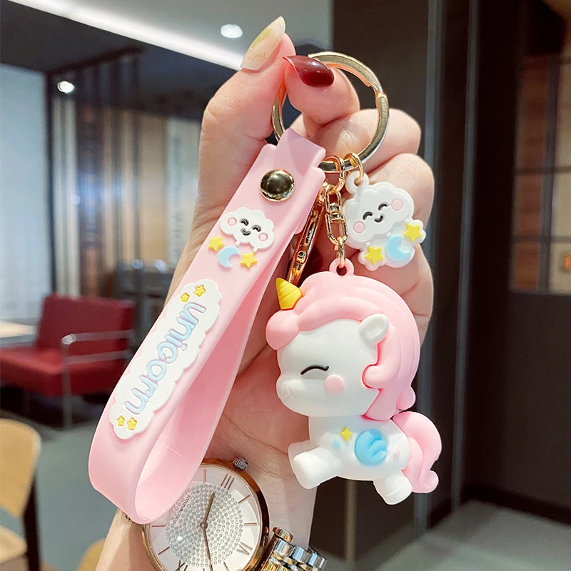 

Cute Cartoon Unicorn 3D Keychain Silicone Pegasus Pendant For Women Men Kids Toy Doll Key Chain Bag Car Keyring Gift Accessories