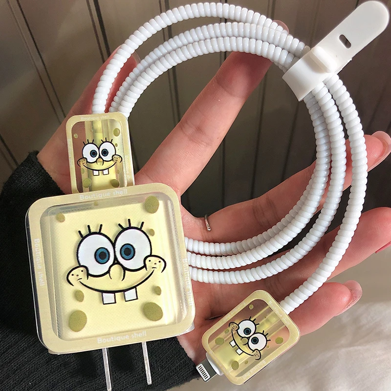 

Charger Case Kawaii Spongebobs Cute Anime Patrick Stars Iphone Charging Cable Anti-Scratch Shell Sweet Cartoon Birthday Gift
