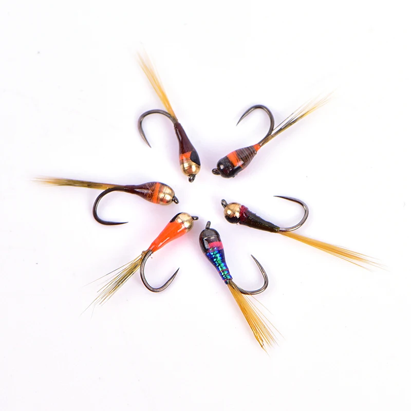 

6PCS Hook Tungsten Perdigon Nymph Small Beadheads Fly Rainbow Brown Trout Grayling Trout Fishing Quick Sink Fly