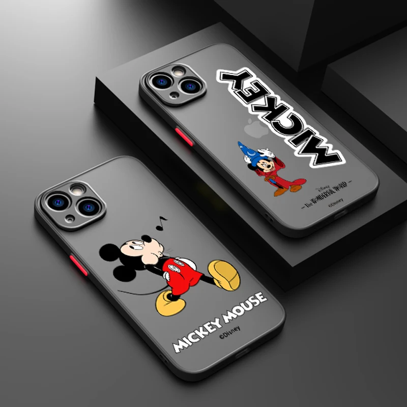 

Disney Mickey Minnie Anime For Apple iPhone 14 13 12 Mini 11 Pro XS MAX XR X 8 7 6S SE Plus Frosted Translucent Phone Case Cover