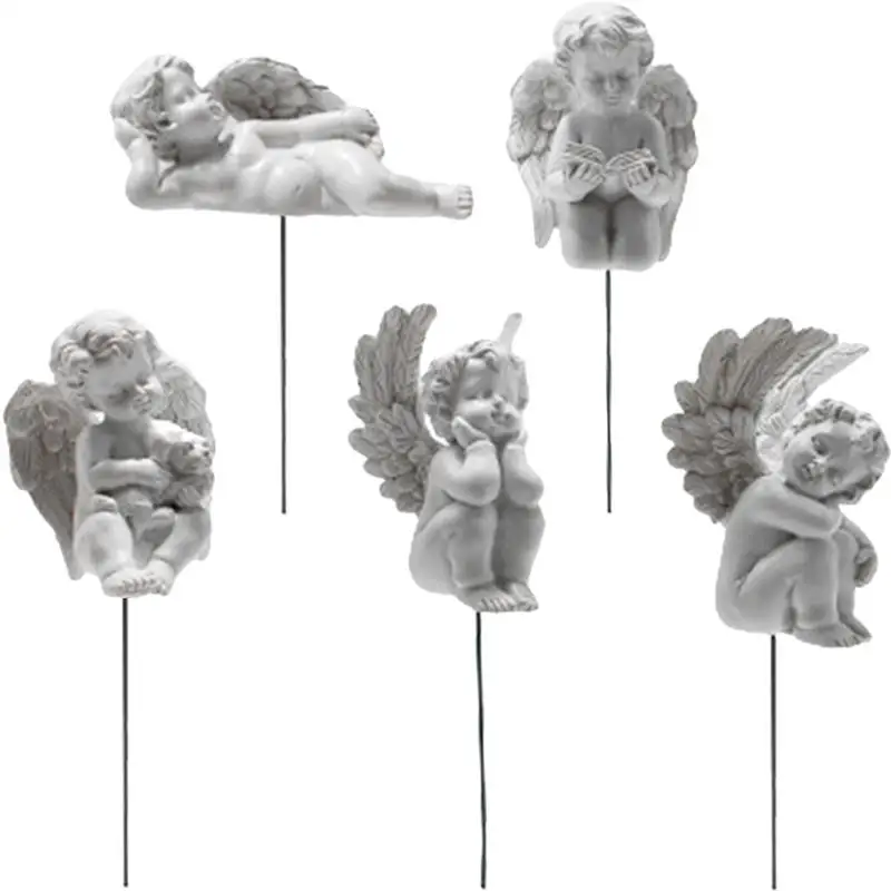 

5pcs Angel Crafts Decor Adorable Statue Model For Landscape Flowerpot Micro Succulent Flower Pot Figurine Resin Statue Decor
