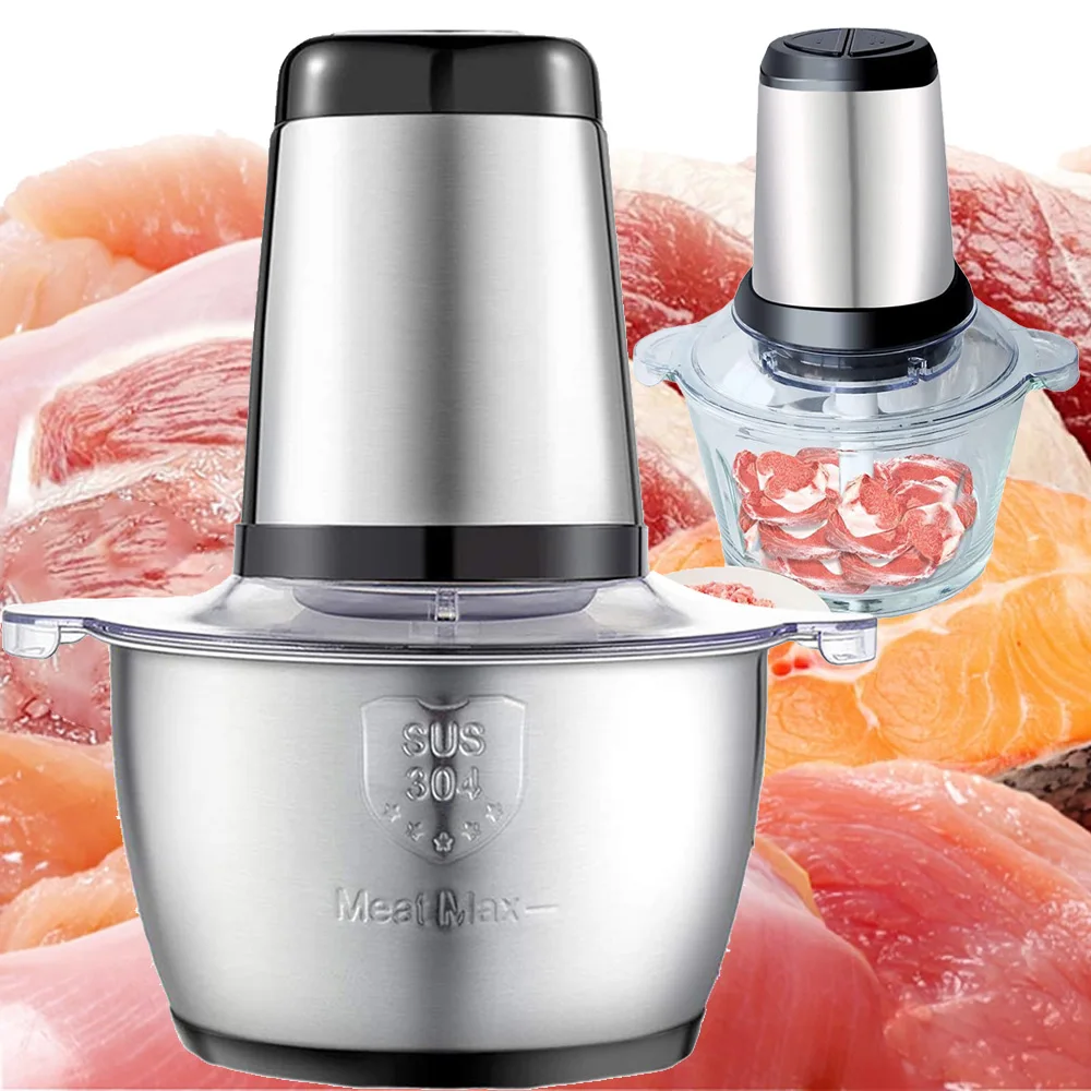

2 Speeds 350W Stainless Steel 2L Capacity Electric Chopper Meat Grinder Mincer Food Processor Slicer Stainless Steel Chopper New