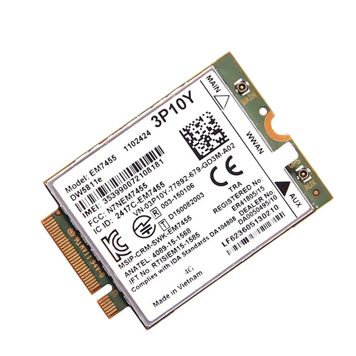 EM7455 DW5811E 4G модуль + антенна 3P10Y CAT6 для DELL E7270 E7470 E7370 E5570 E5470 беспроводной FDD/TDD