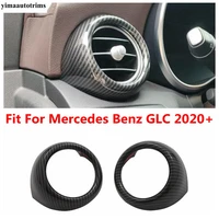 carbon fiber accessories for mercedes benz glc 2020 2021 dashboard front air conditioning ac vent outlet ring decor cover trim