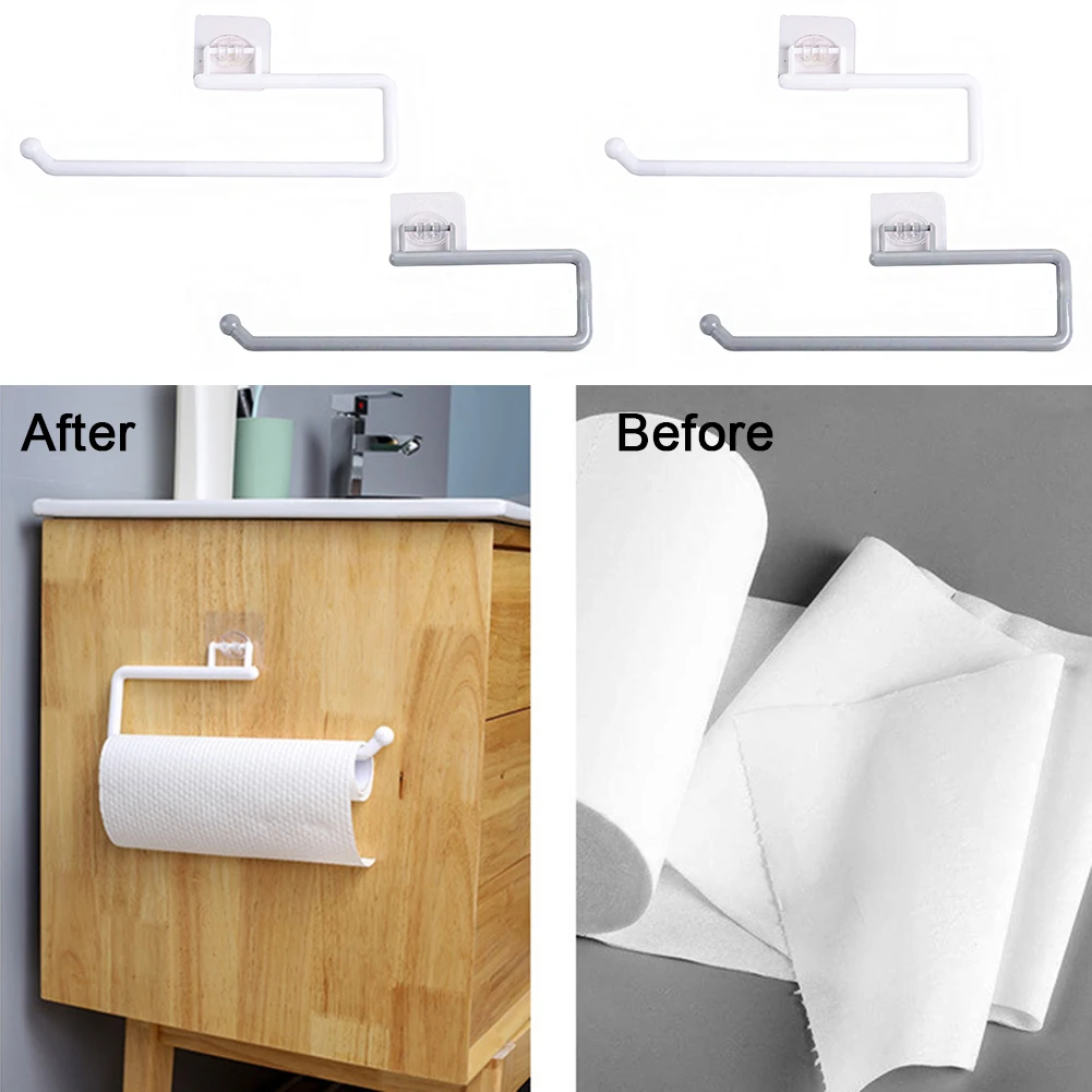 

Kitchen Tissue Holder Hanging Toilet Roll Paper Towel Holder Rack Kitchen Bathroom Cabinet Door Hook Holder Organizer