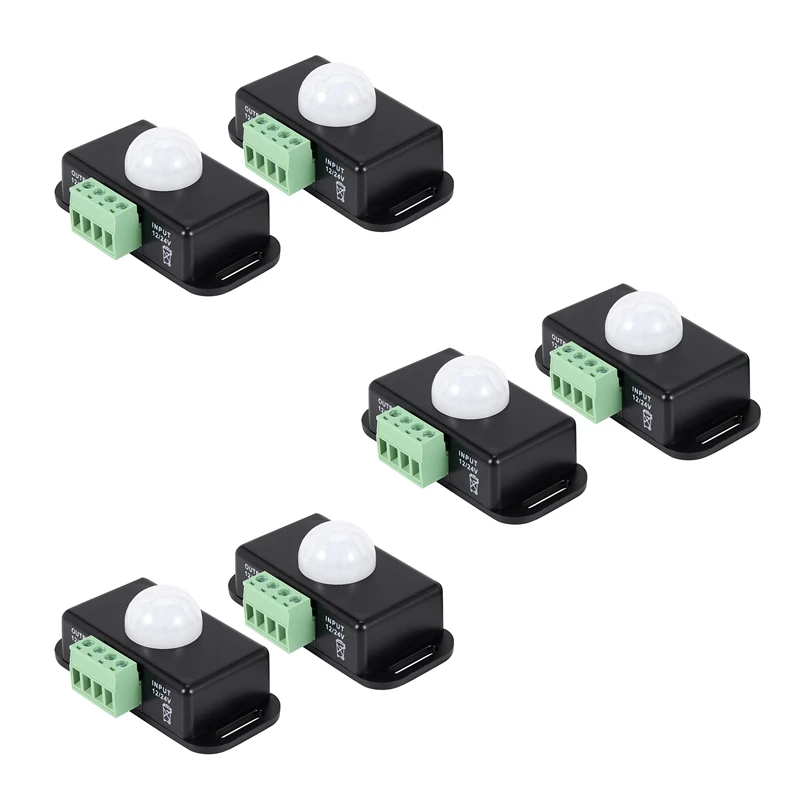 

6 X DC 12V/24V 8A Body Infrared PIR Motion Sensor Switch LED Light Strip Automatic, Black