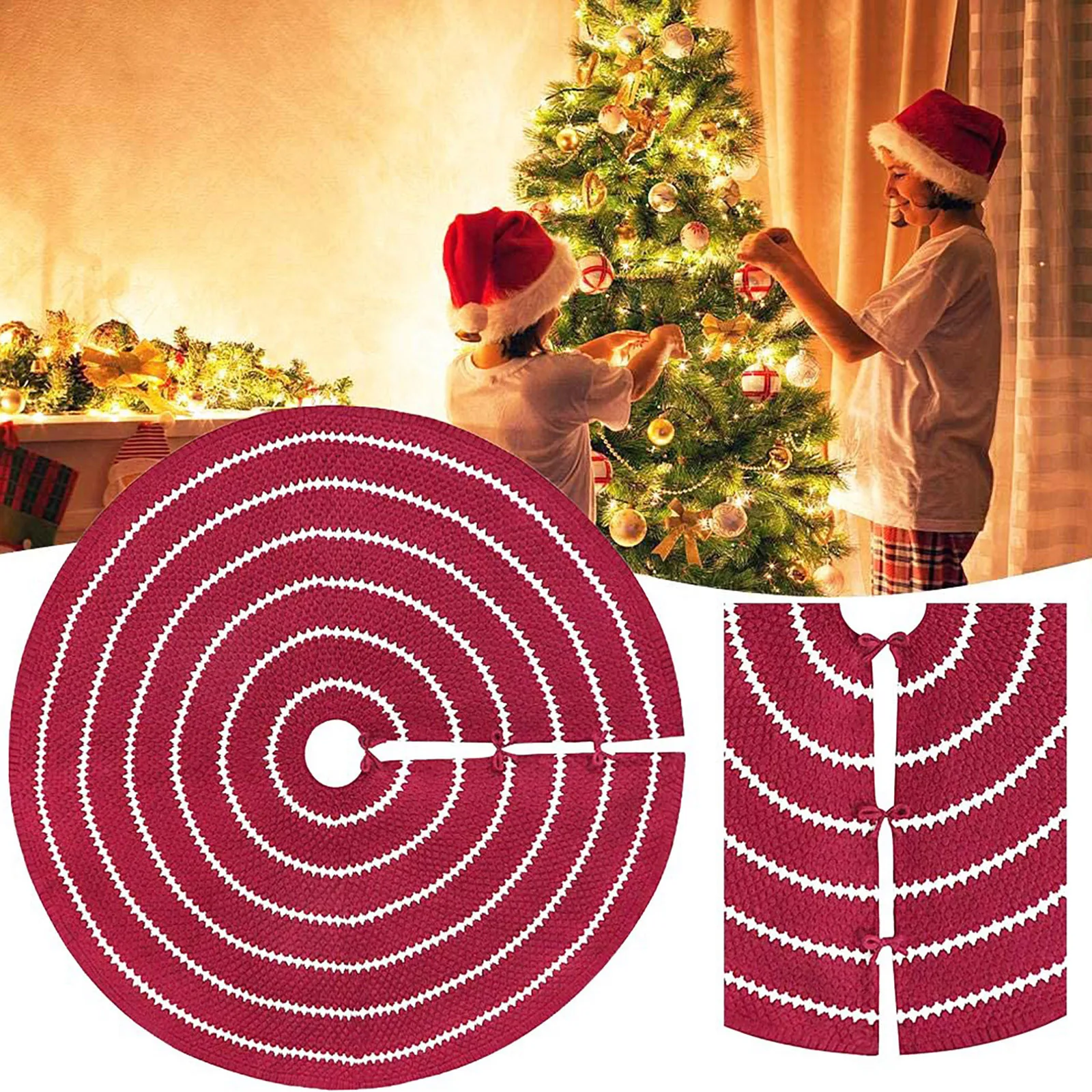 

Christmas Ornaments Linen Printed Linen Christmas Tree Skirt Decoration Props