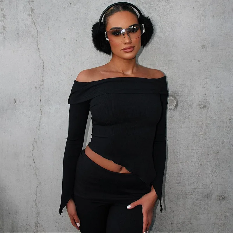 Женская одежда 2024 осенняя мода индивидуальный топ на одно плечо с лацканами