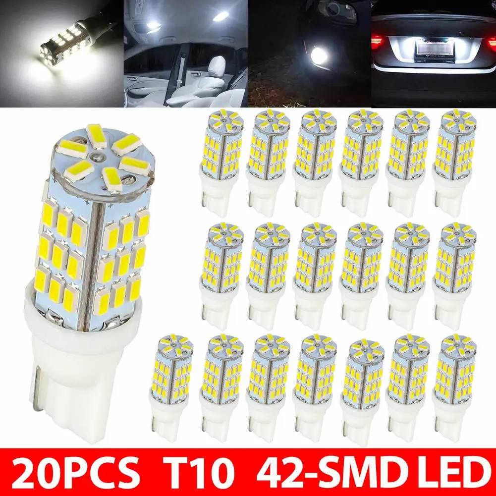 

20 шт., Автомобильные светодиодные лампы T10 42smd-1206 3020