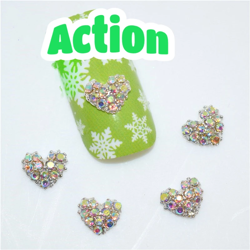 

10pcs Heart 3D Nail Art Decoration AB Rhinestones Manicure Alloy Charms Nails Glitter Supply Nail Gems Sequins Cute Japanese