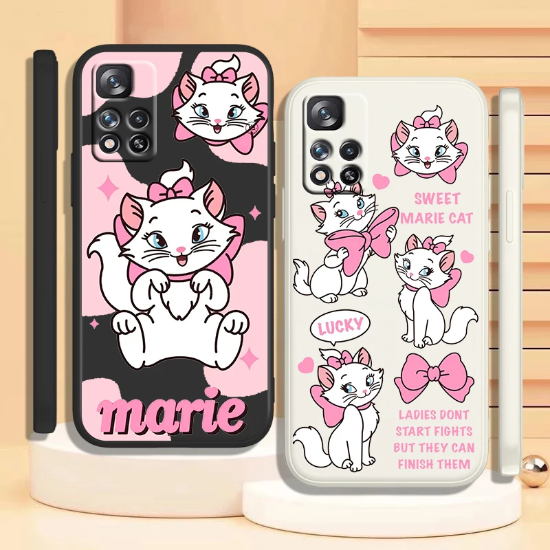 

Cute Disney Marie Cat Case For Xiaomi Redmi Note 11 11T 10 10S 9 9S 9T 8 8T 7 Pro 4G 5G Liquid Rope Phone Cover Capa Coque Core