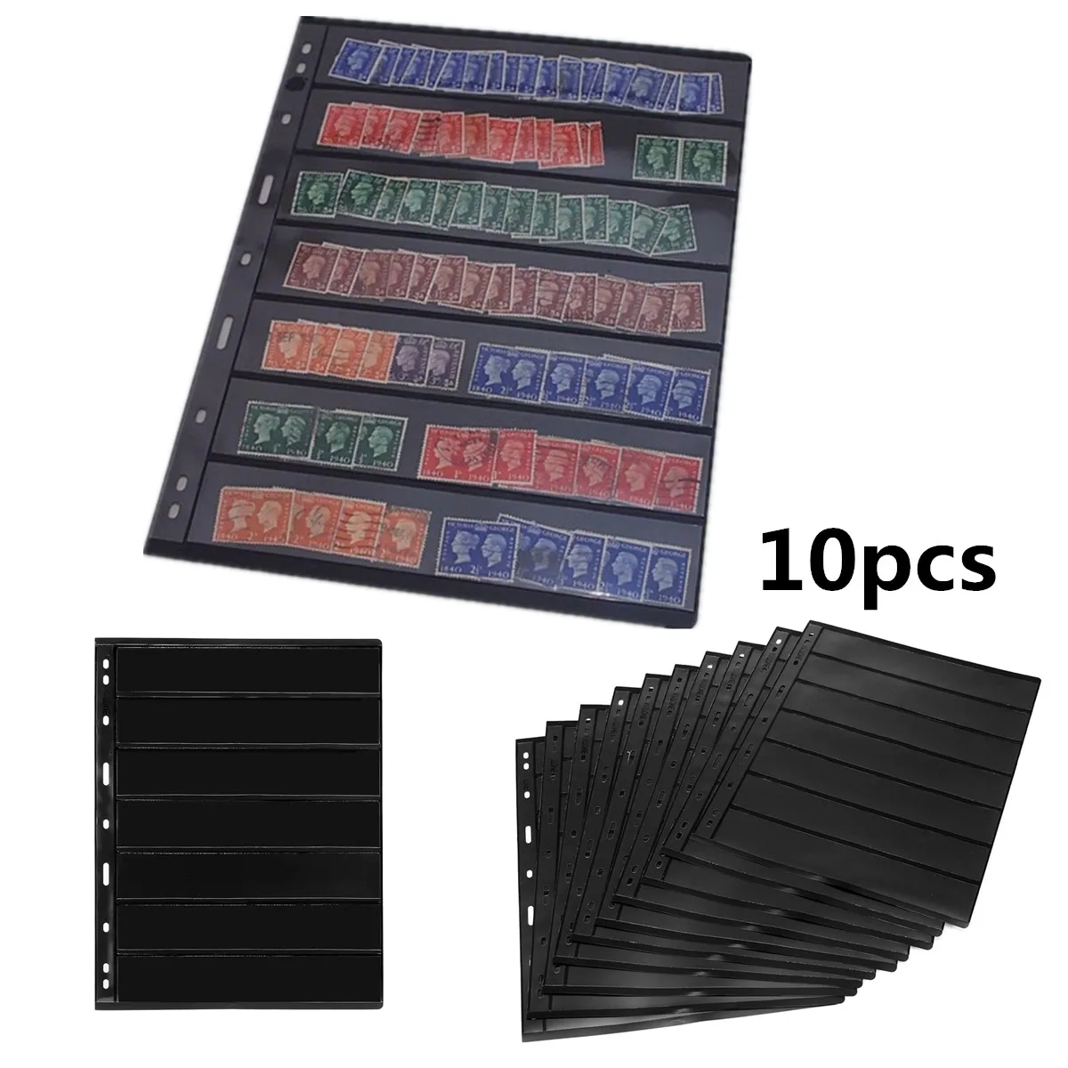 

10PCS/Bag Stamps Grid Stamp Page Collection Stamps Holders Stamp Album PVC loose-leaf Inners of not including Cover Stamp Album