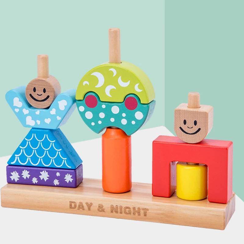 

Обучающая деревянная игрушка солнце и луна, дневной и ночной столб, детский подарок на день рождения и Рождество