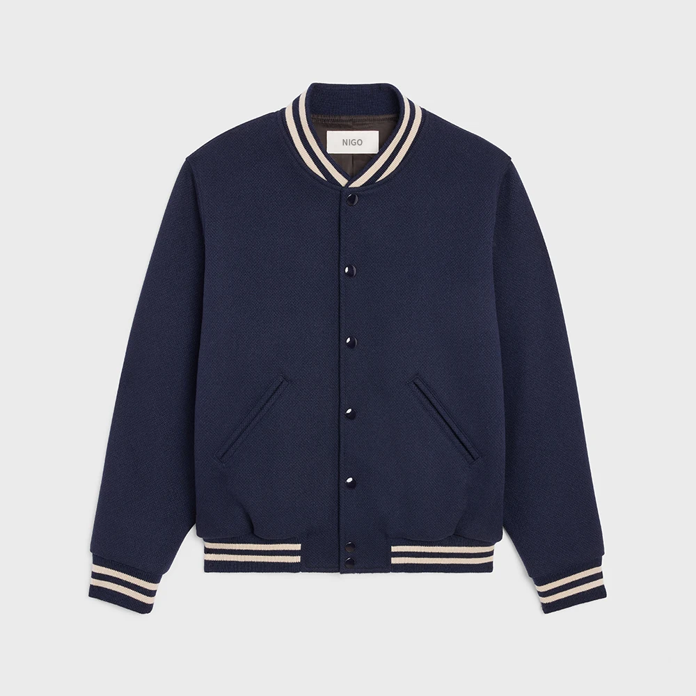 

NIGO Loose Varsity Style Jacket In Wool Bleu Navy #nigo5828