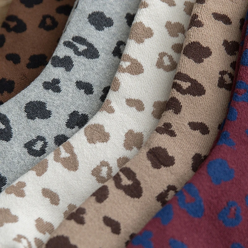 5 пар женских новых хлопковых носков с пятнистым леопардовым рисунком животных