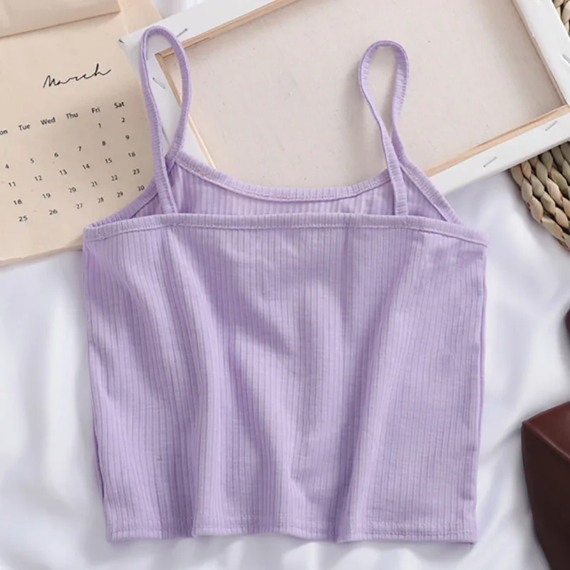 

Women Underwear Crop Tops Plain Knitted Camisoles Cotton Solid Tube Tops Camis Straps Plain Basic Tops For Women Summer 2023