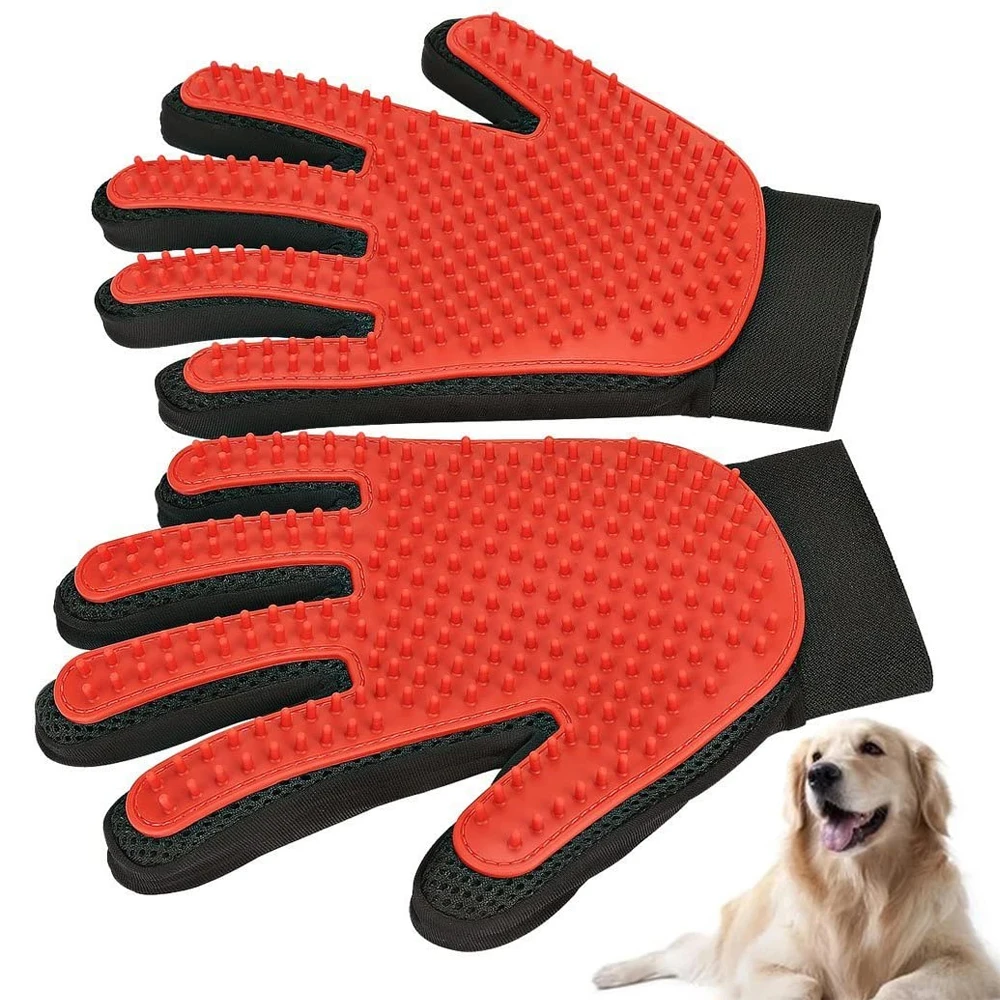

2Pcs Rubber Pet Grooming Gloves Mitten Deshedding Cleaning Animal Hair Remover Brush Scratcher for Dog Cat Massage