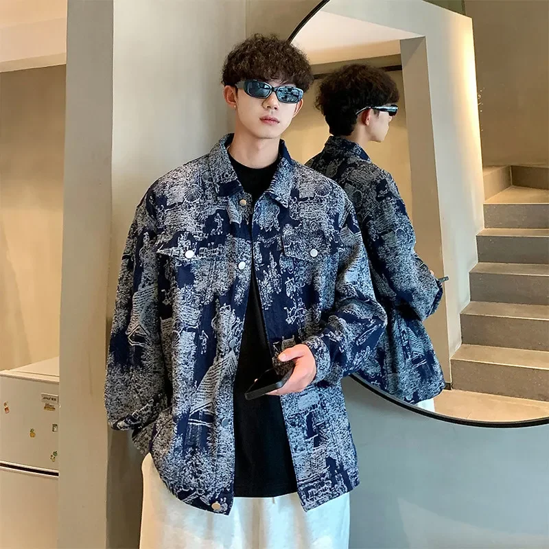 Винтажная джинсовая куртка свободного стиля мужская осень 2024 американская