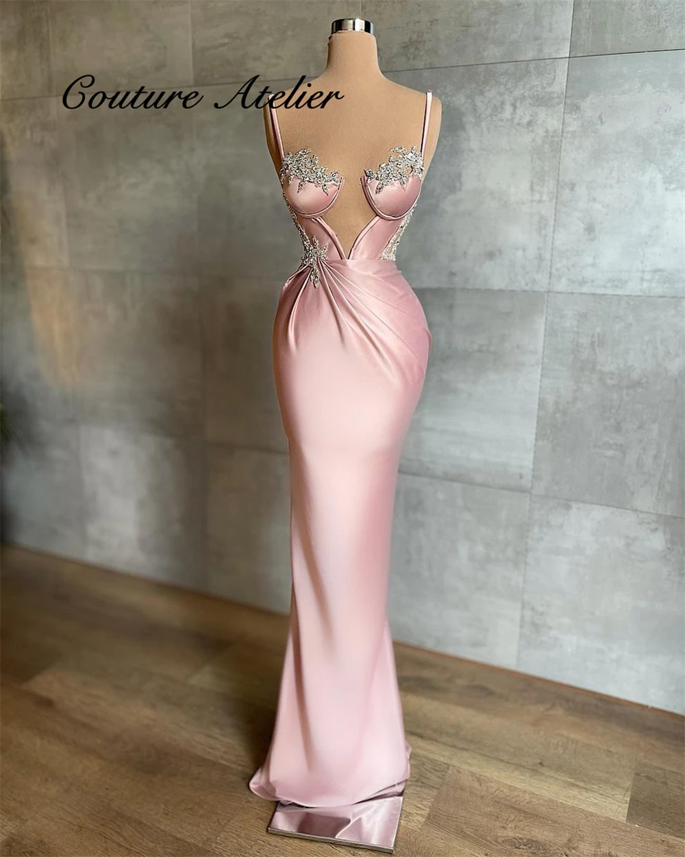 

Light Pink Prom Dress Mermaid Evening Gown Spaghetti Wedding Dresses For Women Party vestidos de boda invitada