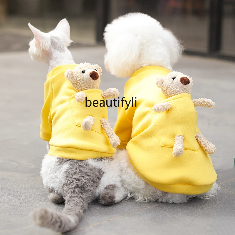 

zq Dog Clothes Small Dog Teddy Autumn and Winter Corgi/French Bulldog Thick Warm Winter Clothing Cute Sweatshirt