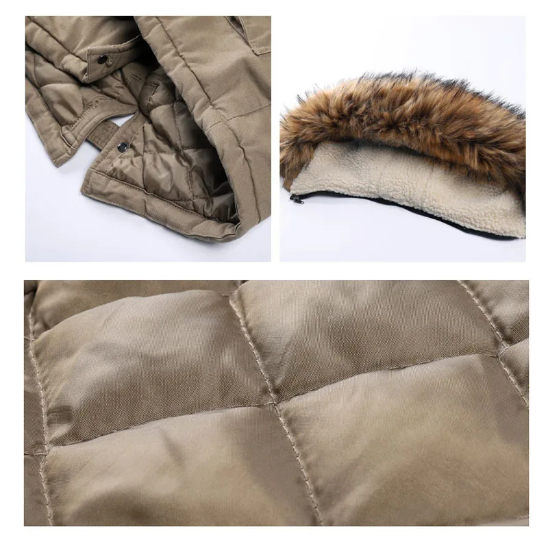 Men's Hooded Parkas Coat Winter New Men's Casual Warm Thicken Fur Collar Jacket detachable hat Fleece Male Outerwear Overcoat