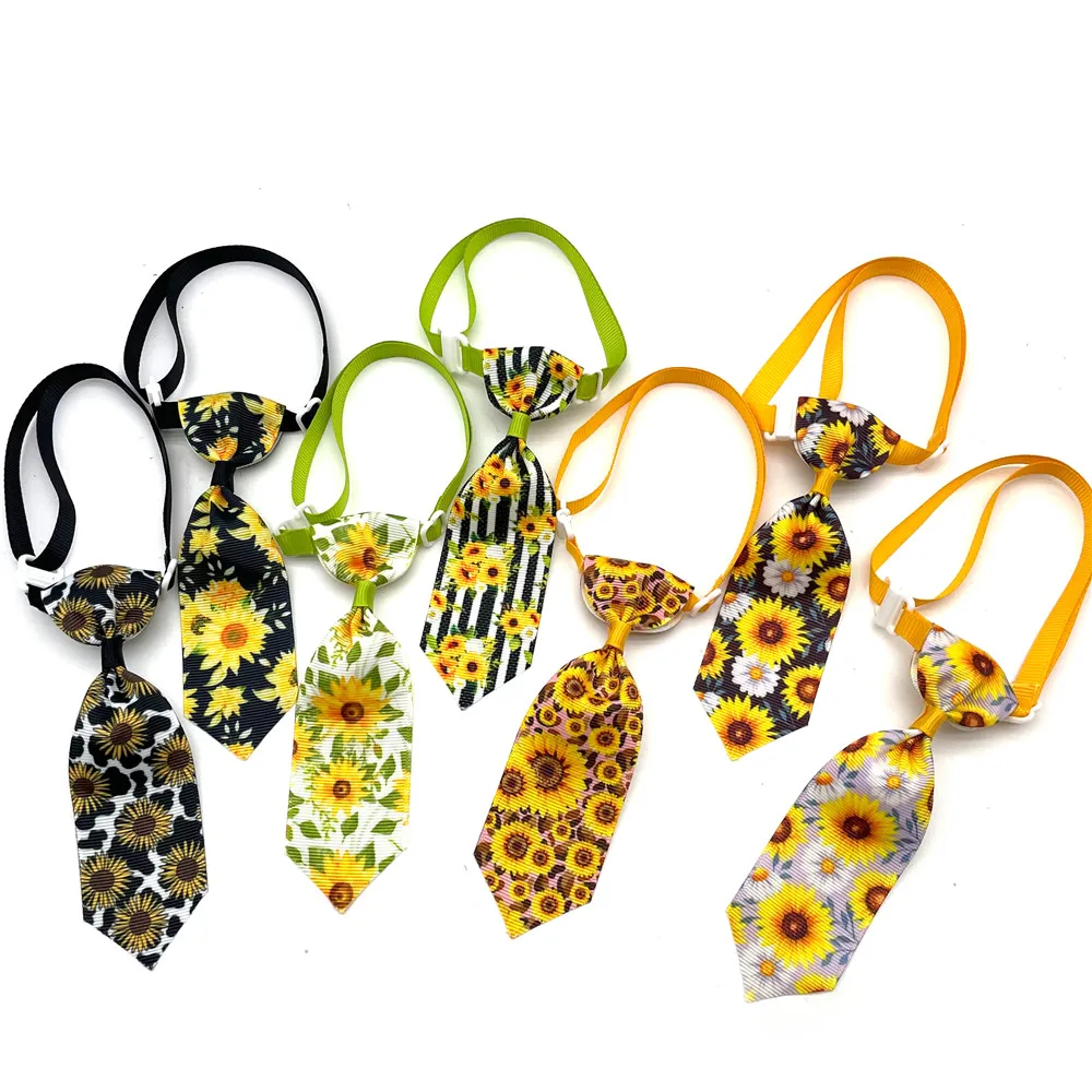 50/100pcs Spring Dog Bow Tie Sunflower Style Pet Supplies Small Dog Bowtie Pet Dog Cat Bowties Pet Dog Holiday Grooming Products images - 6