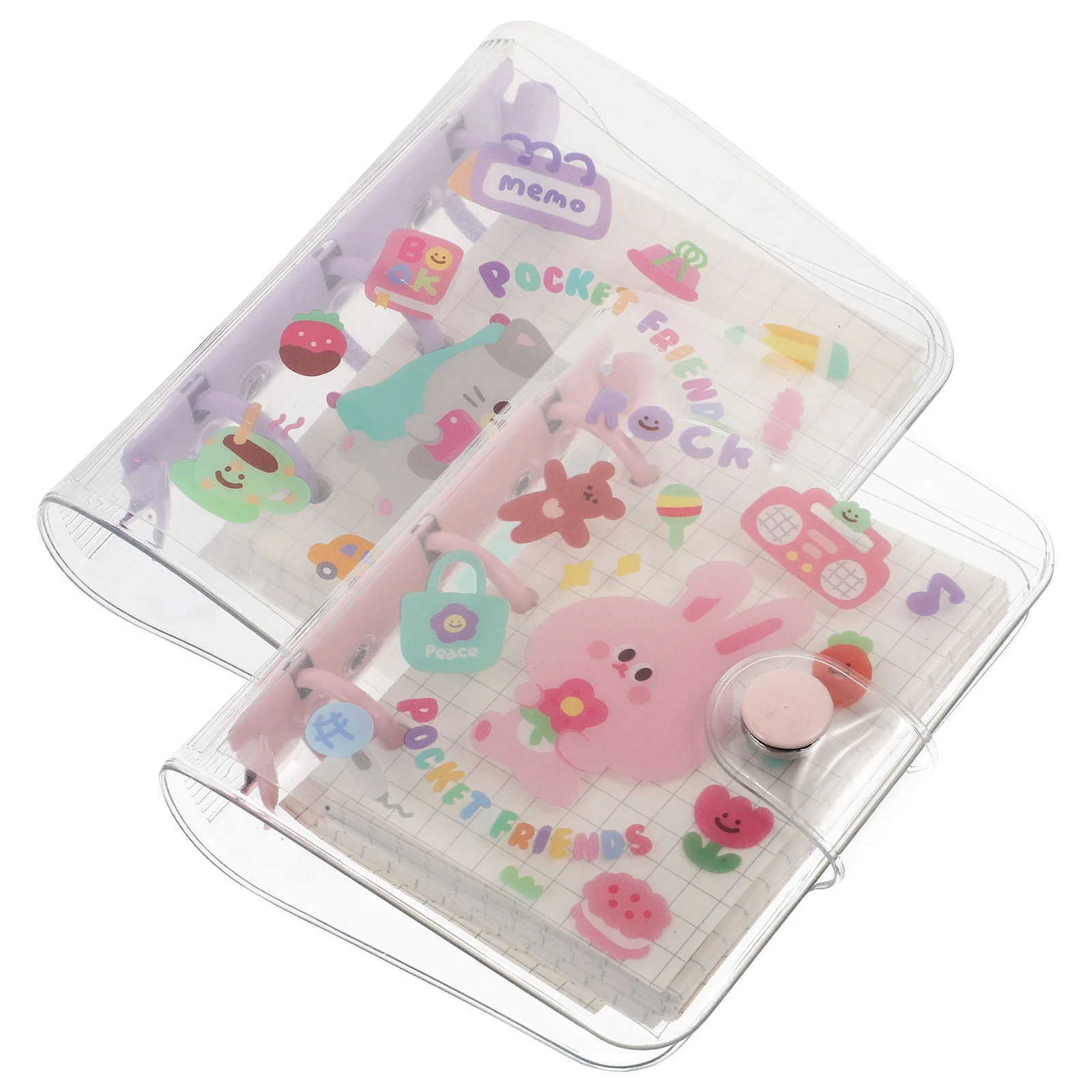

Mini Notebook Notepad Loose Leaf Binder Portable Journal Small Scrapbook Convenient Book 3 Hole Refillable Transparent