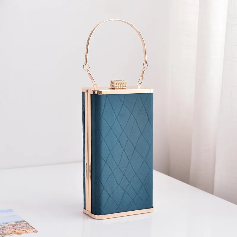 

2023 New Arrived Evening Bags Vertical Design Hard Case Small Ladies Handbags with Metal Handle and Shoulder Chain Crossbody Bag