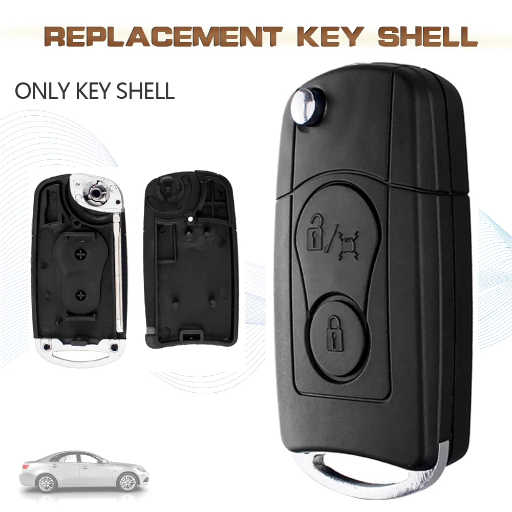 

KEYECU Flip Folding Remote Car Key Shell Case Fob 2 Button for Ssangyong Actyon SUV Kyron Rexton With Blade Uncut