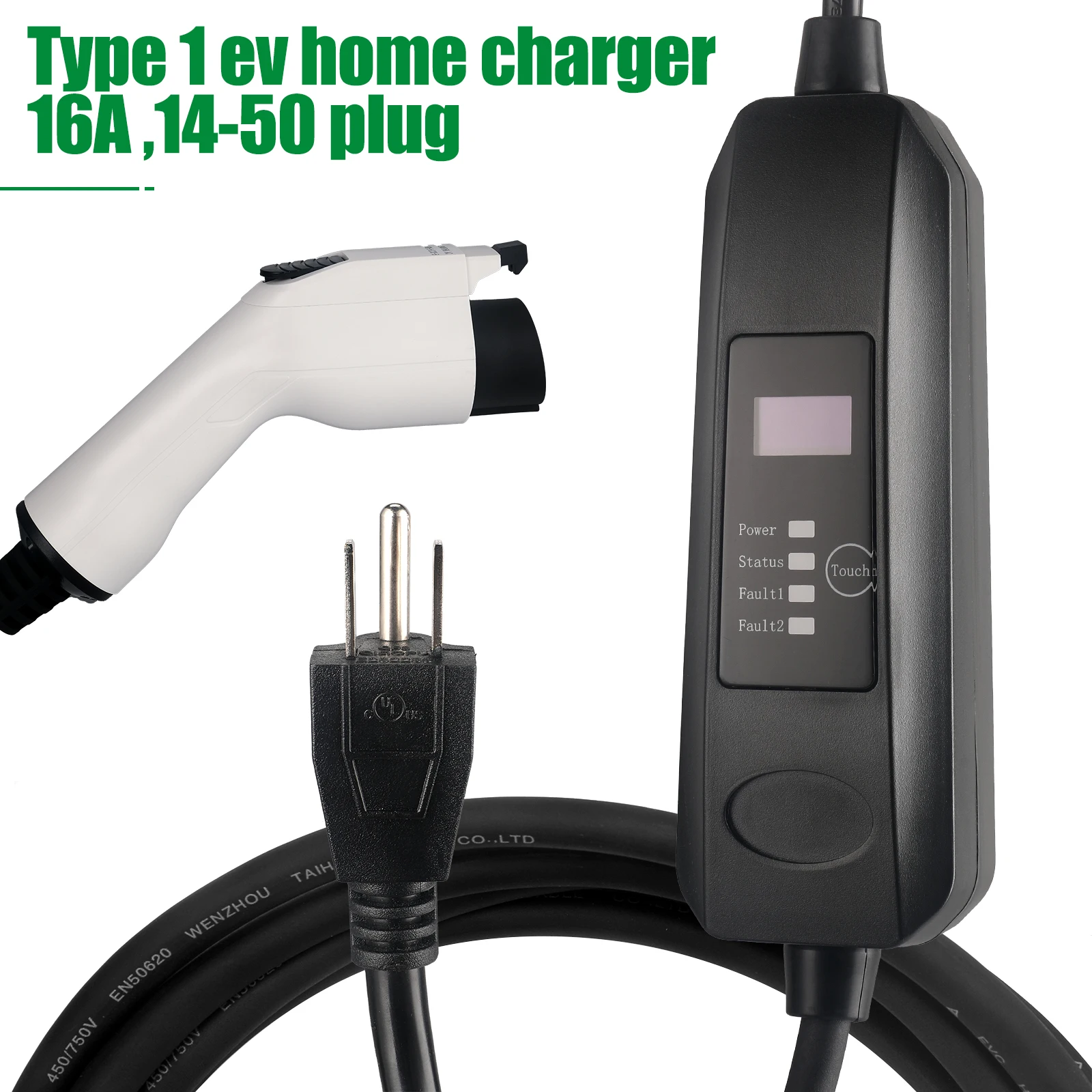 

Type1 Electric Car Charger 16a Portable EV Charger Nema14-50 Plug J1772 3.5kw EVSE Wall box Controller For Electric Vehicles