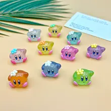 10pcs Star Kirby Action Figure Luminous Kirby accessories Decor DIY Resin Keychain Anime Figure Kids Birthday Xmas Gift Toys
