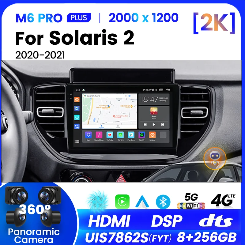 

For Hyundai Solaris 2 II 2020 2021 Car Radio Multimedia Video Player Navigation GPS Android 12 No 2din 2 DIN DVD Support CAM